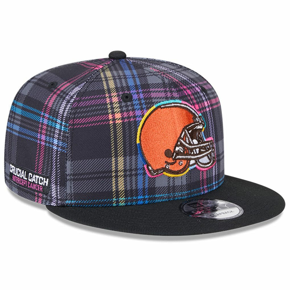Cleveland Browns New Era 2024 NFL Crucial Catch Plaid 9FIFTY Snapback Hat Black