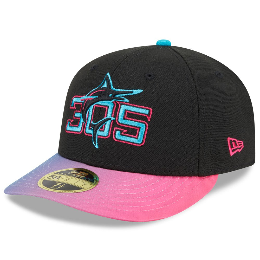 Miami Marlins New Era 2025 City Connect Low Profile 59FIFTY Fitted Hat - Black/Pink Hats