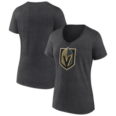 NHL Vegas Golden Knights Women's Primary Logo V-Neck T-Shirt - Charcoal