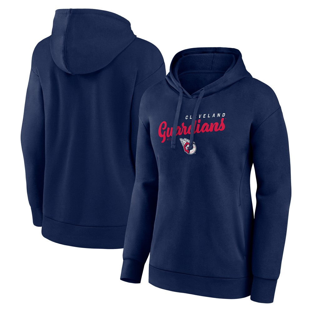 Cleveland Guardians Logo Athletic Women's Logo Triumphant V-Neck Pullover Hoodie - Navy Hoodies