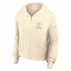 Green Bay Packers Women's Glory Cropped Full-Zip Hoodie Cream