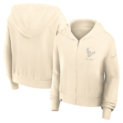 Houston Texans Women's Glory Cropped Full-Zip Hoodie Cream
