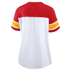 Kansas City Chiefs Women's Athena Lace-Up V-Neck T-Shirt White/Red