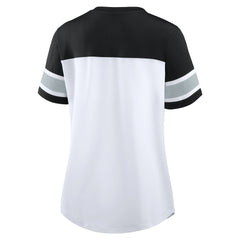 Las Vegas Raiders Women's Athena Lace-Up V-Neck T-Shirt White/Black
