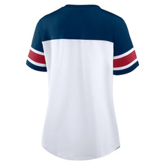 Houston Texans Women's Athena Rhinestone Lace-Up V-Neck T-Shirt White/Navy