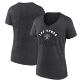 Las Vegas Raiders Logo Athletic Women's Unrivaled V-Neck T-Shirt Heather Charcoal