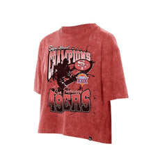 San Francisco 49ers New Era Women's Cropped Boxy Sport Classics Mineral Wash T-Shirt Scarlet