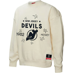 NHL New Jersey Devils Mitchell & Ness Women's Logo 3.0 Pullover Sweatshirt - Cream