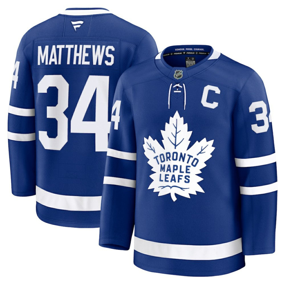 NHL Auston Matthews Toronto Maple Leafs Fanatics Captain Patch Home Premium Jersey - Blue