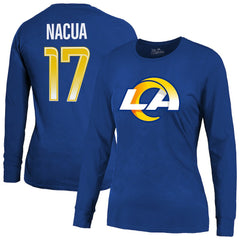Puka Nacua Los Angeles Rams Majestic Threads Women's Player Name & Number Long Sleeve T-Shirt Royal