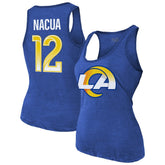 Puka Nacua Los Angeles Rams Majestic Threads Women's Name & Number Tri-Blend Scoop Neck Tank Top Royal