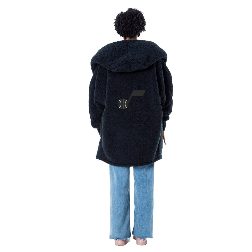 The Best Lounger in the World By Jill Martin Utah Jazz Unisex Black Oversized Open-Front Hoodie Sweater