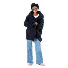 The Best Lounger in the World By Jill Martin Utah Jazz Unisex Black Oversized Open-Front Hoodie Sweater