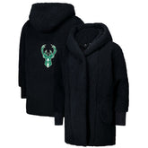The Best Lounger in the World By Jill Martin Milwaukee Bucks Unisex Black Oversized Open-Front Hoodie Sweater