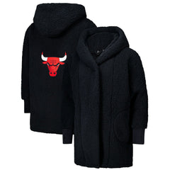 The Best Lounger in the World By Jill Martin Chicago Bulls Unisex Black Oversized Open-Front Hoodie Sweater