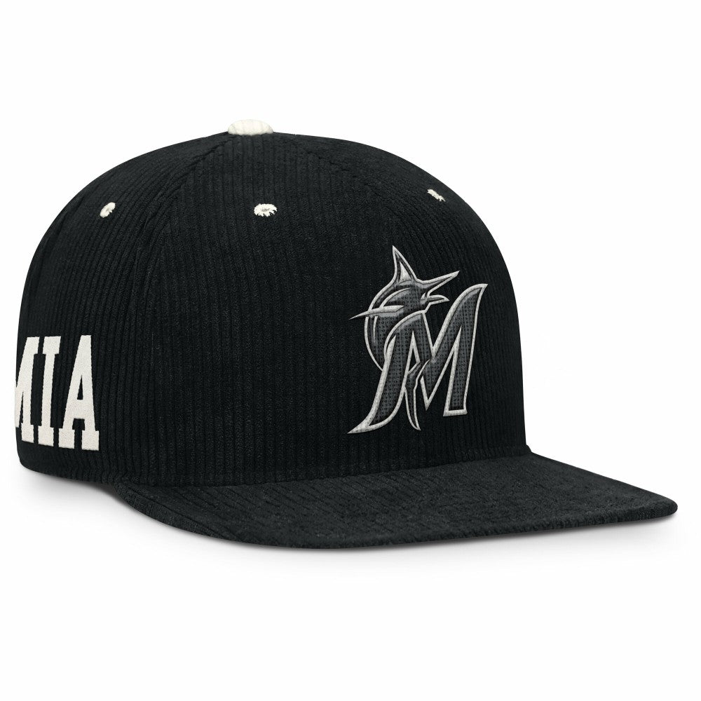 Miami Marlins Nike Pro Corduroy Structured Snapback Hat - Black Hats