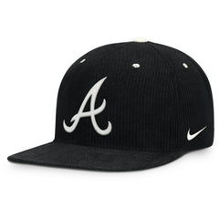 Atlanta Braves Nike Pro Corduroy Structured Snapback Hat - Black Hats