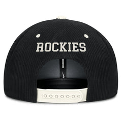 Colorado Rockies Nike Pro Corduroy Structured Snapback Hat - Black Hats