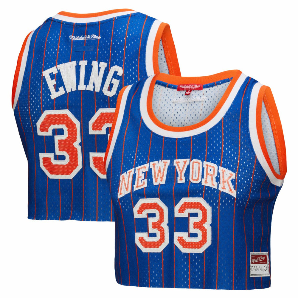 NBA Patrick Ewing New York Knicks x DANNIJO Women's Fashion Cropped Basketball Jersey - Royal