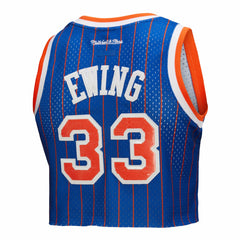 NBA Patrick Ewing New York Knicks x DANNIJO Women's Fashion Cropped Basketball Jersey - Royal