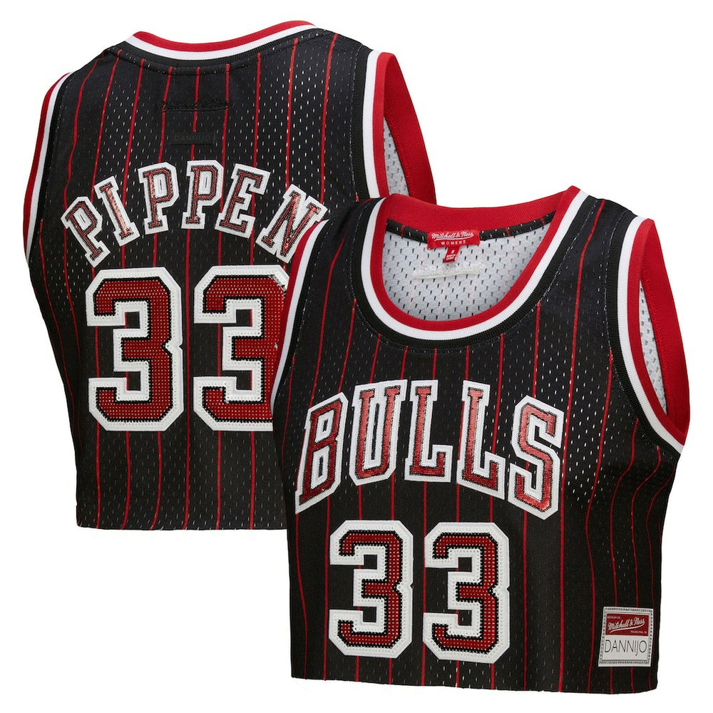 NBA Scottie Pippen Chicago Bulls x DANNIJO Women's Fashion Cropped Basketball Jersey sale - Black