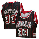 NBA Scottie Pippen Chicago Bulls x DANNIJO Women's Fashion Cropped Basketball Jersey sale - Black