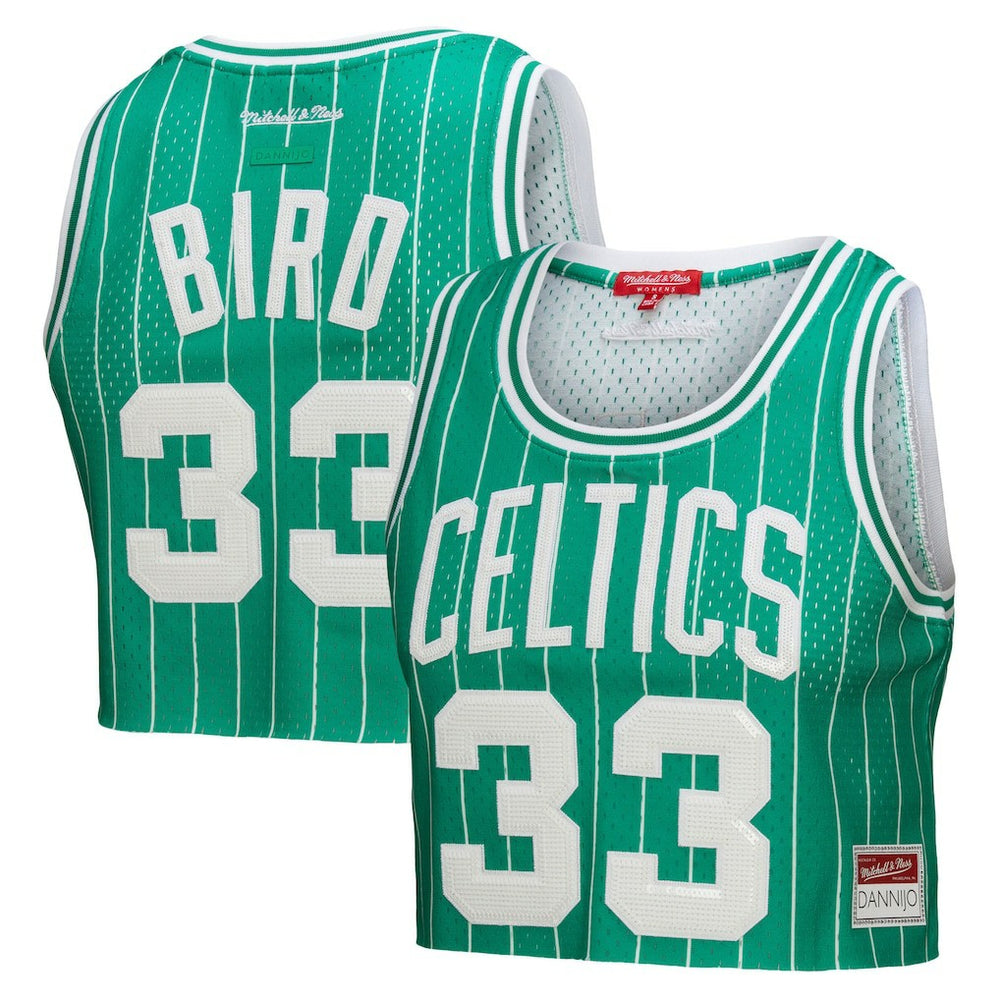 NBA Larry Bird Boston Celtics x DANNIJO Women's Fashion Cropped Basketball Jersey - Kelly Green