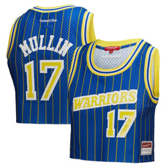 NBA Chris Mullin Golden State Warriors x DANNIJO Women's Fashion Cropped Basketball Jersey sale - Royal