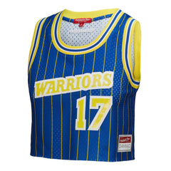 NBA Chris Mullin Golden State Warriors x DANNIJO Women's Fashion Cropped Basketball Jersey sale - Royal