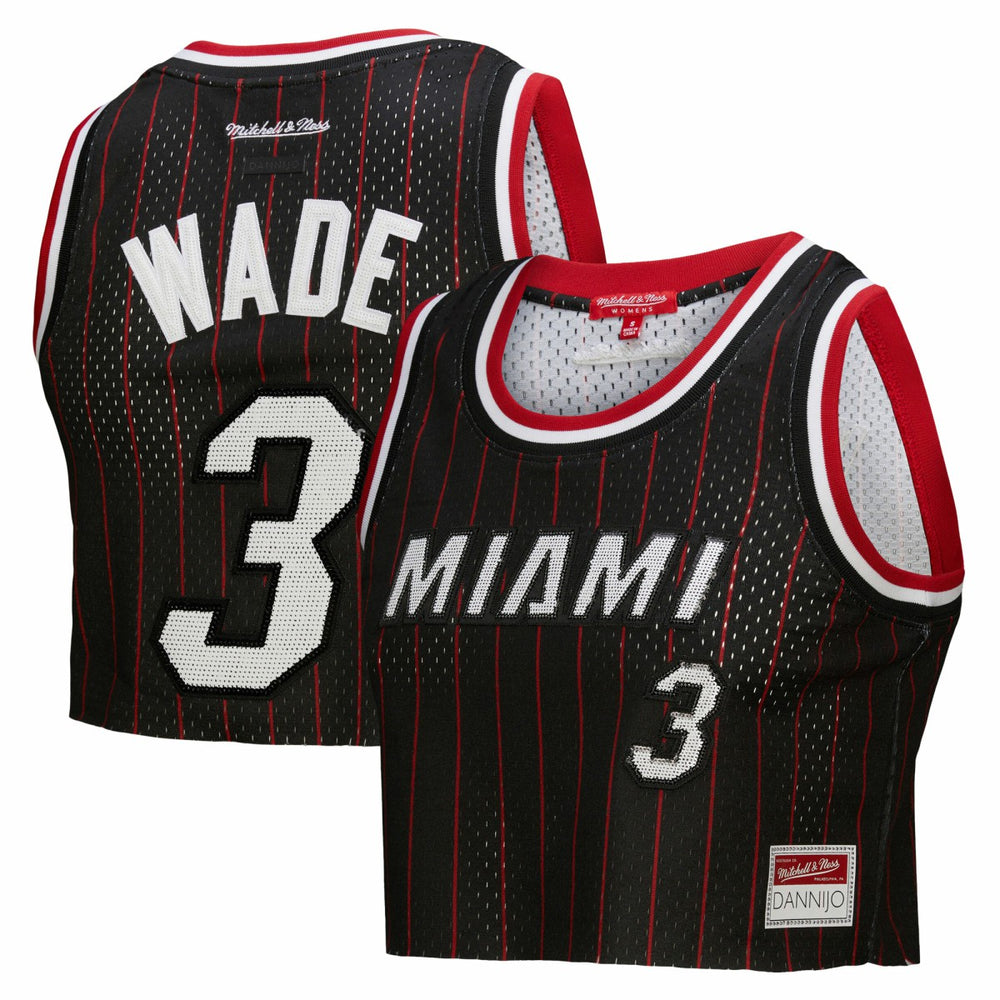 NBA Dwyane Wade Miami Heat x DANNIJO Women's Fashion Cropped Basketball Jersey - Black