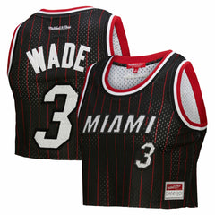 NBA Dwyane Wade Miami Heat x DANNIJO Women's Fashion Cropped Basketball Jersey - Black