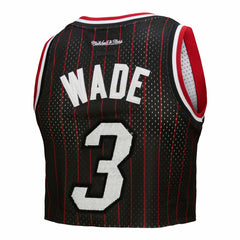 NBA Dwyane Wade Miami Heat x DANNIJO Women's Fashion Cropped Basketball Jersey - Black