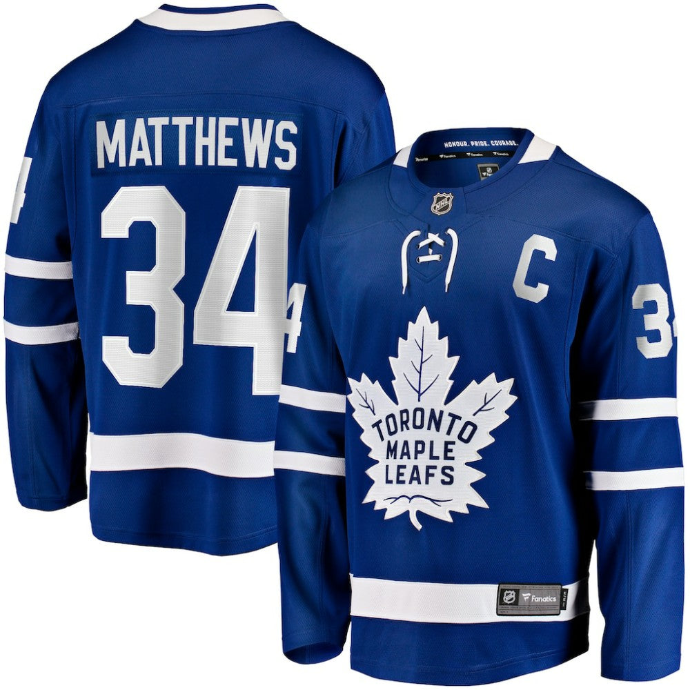 NHL Auston Matthews Toronto Maple Leafs Fanatics Captain Patch Home Breakaway Player Jersey - Blue