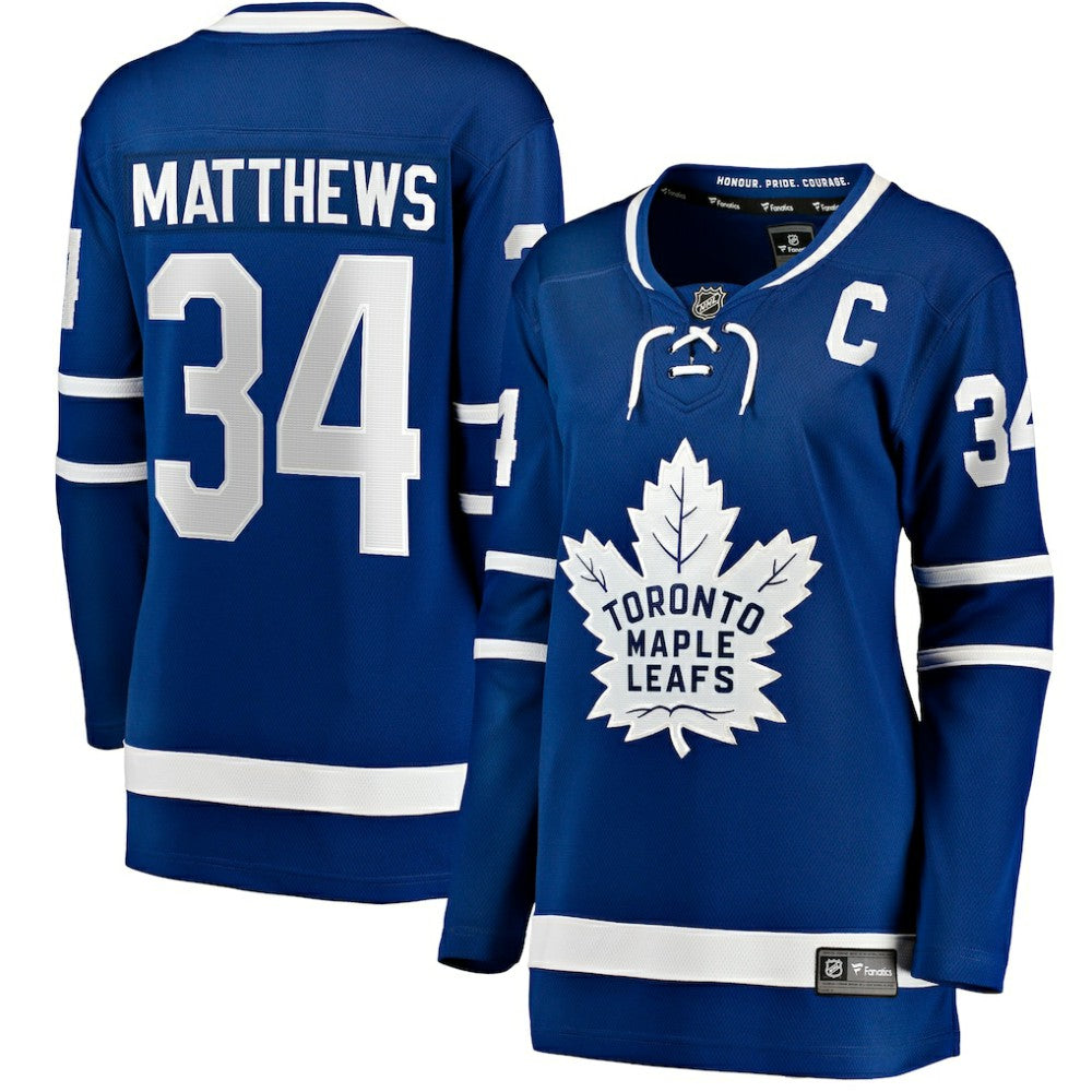 NHL Auston Matthews Toronto Maple Leafs Fanatics Women's Captain Patch Home Breakaway Player Jersey - Blue