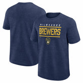 Milwaukee Brewers Logo Athletic Top Notch T-Shirt - Heather Navy T-shirts