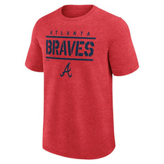 Atlanta Braves Logo Athletic Top Notch T-Shirt - Heather Red T-shirts