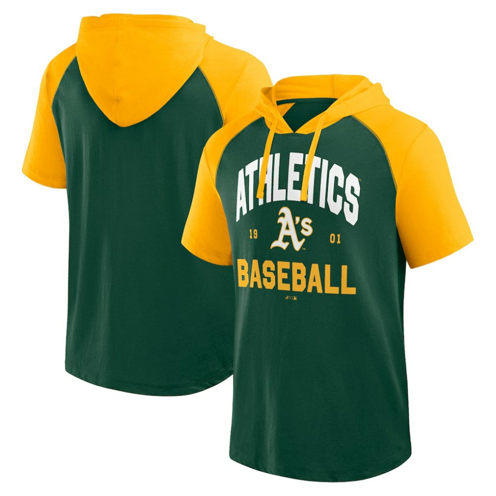 Athletics Logo Athletic Prime Raglan Short Sleeve Hoodie T-Shirt - Green Hoodies