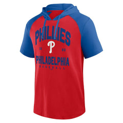 Philadelphia Phillies Logo Athletic Prime Raglan Short Sleeve Hoodie T-Shirt - Red Hoodies