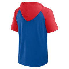 Chicago Cubs Logo Athletic Prime Raglan Short Sleeve Hoodie T-Shirt - Royal Hoodies