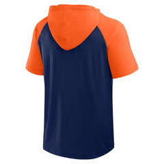 Houston Astros Logo Athletic Prime Raglan Short Sleeve Hoodie T-Shirt - Navy Hoodies