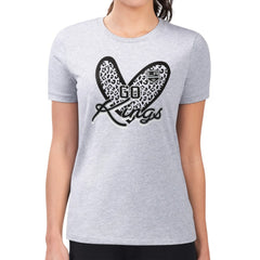 NHL Los Angeles Kings G-III 4Her by Carl Banks Women's Super-Slim Fit Lightweight Animal Print Heart T-Shirt - Heather Gray