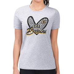 NHL Boston Bruins G-III 4Her by Carl Banks Women's Super-Slim Fit Lightweight Animal Print Heart T-Shirt - Heather Gray