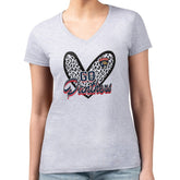 NHL Florida Panthers G-III 4Her by Carl Banks Women's Super-Slim Fit Lightweight Animal Print Heart V-Neck T-Shirt - Heather Gray