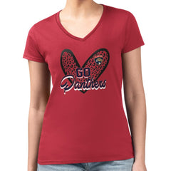 NHL Florida Panthers G-III 4Her by Carl Banks Women's Super-Slim Fit Lightweight Animal Print Heart V-Neck T-Shirt - Red