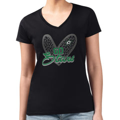 NHL Dallas Stars G-III 4Her by Carl Banks Women's Super-Slim Fit Lightweight Animal Print Heart V-Neck T-Shirt - Black