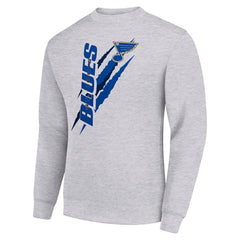 NHL St. Louis Blues Starter Color Scratch Pullover Sweatshirt - Heather Gray