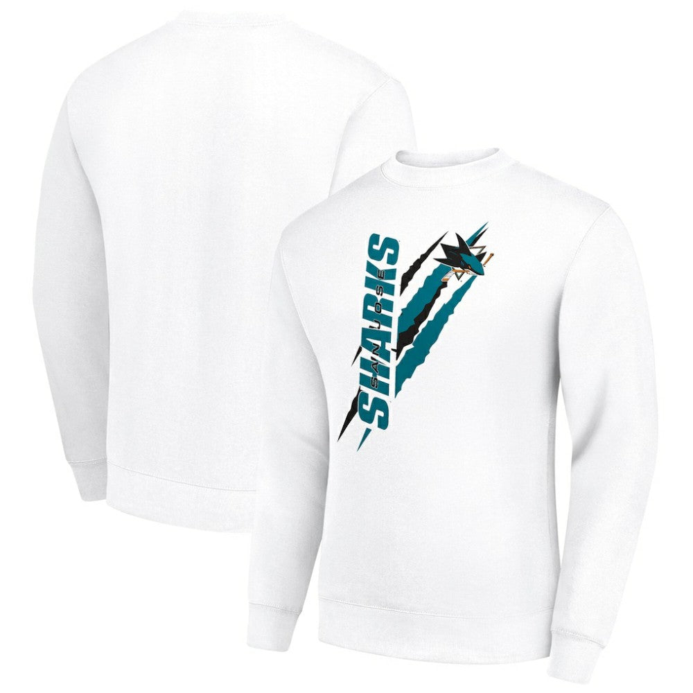 NHL San Jose Sharks Starter Color Scratch Pullover Sweatshirt - White