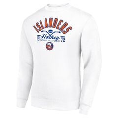 NHL New York Islanders Starter Stick And Puck Logo Fleece Pullover Sweatshirt - White