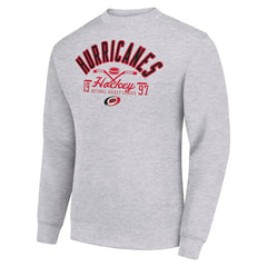 NHL Carolina Hurricanes Starter Stick And Puck Logo Fleece Pullover Sweatshirt - Heather Gray