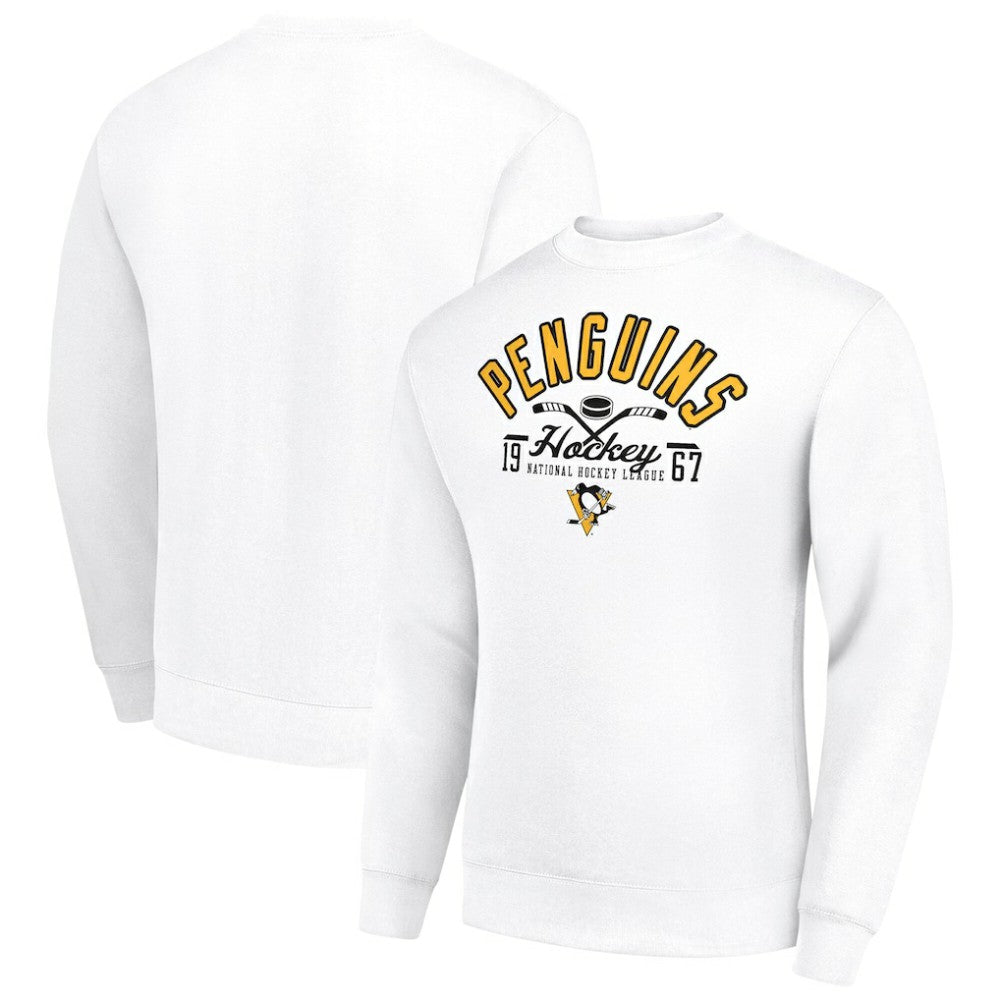 NHL Pittsburgh Penguins Starter Stick And Puck Logo Fleece Pullover Sweatshirt - White